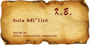 Kula Bálint névjegykártya